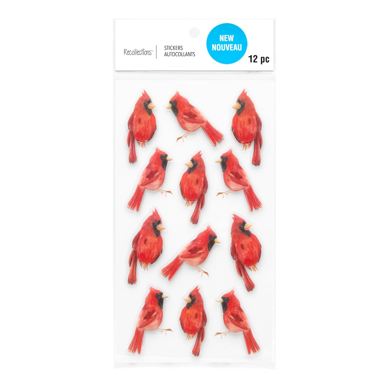 12 Packs: 12 ct. (144 total) Cardinal Dimensional Stickers by Recollections™